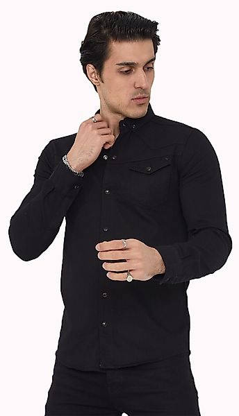 Megaman Jeans Langarmhemd Modernes Freizeit Jeanshemd günstig online kaufen