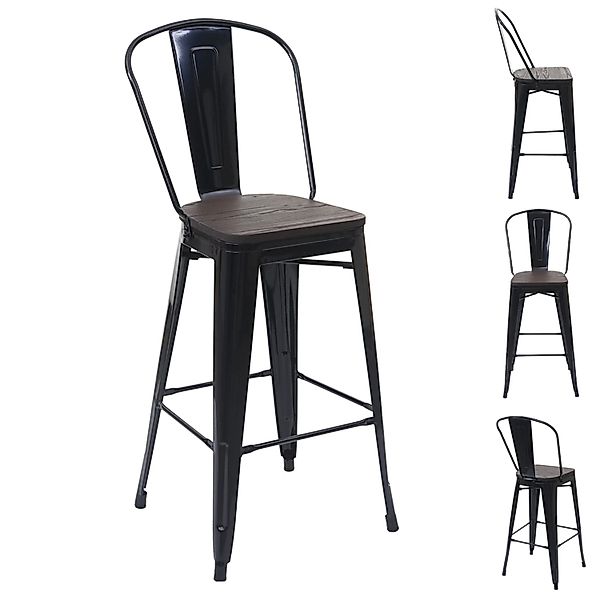 PROREGAL 4er-Set Barhocker Mit Lehne Inkl. Holz-Sitzfläche Sitzhöhe 77cm Me günstig online kaufen