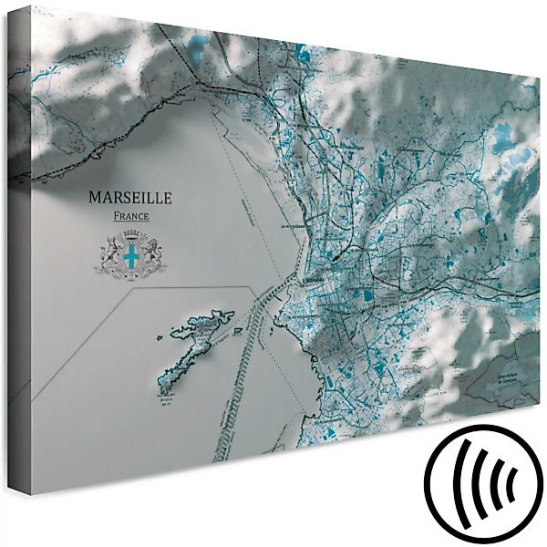 Leinwandbild Stadtkarte von Marseille - französische Stadt mit der Gebirgsk günstig online kaufen