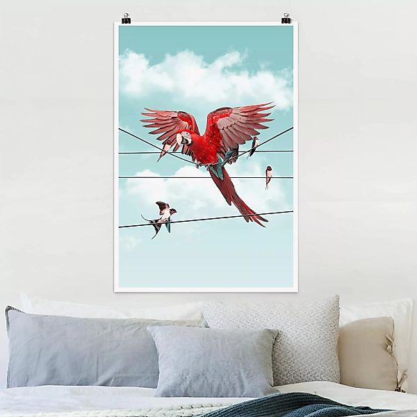 Poster Tiere - Hochformat Himmel mit Vögeln günstig online kaufen