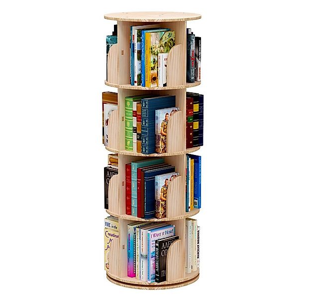 NUODWELL Bücherregal 4/5 Etagen Massivholz Drehbares Bücherregal Standregal günstig online kaufen