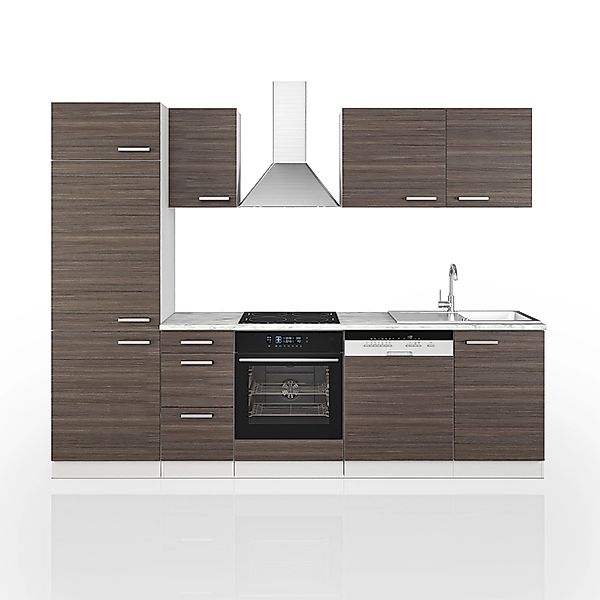 Vicco Optima Küchenzeile Edelgrau/Weiß 270 cm ohne ArbeitsplatteOptima günstig online kaufen