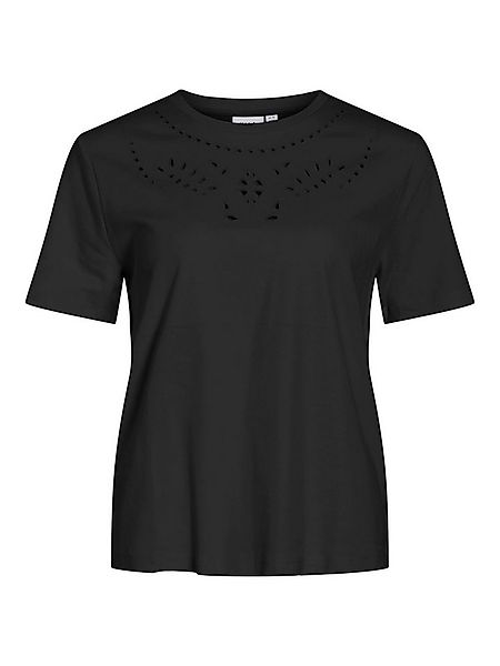 Vila T-Shirt Elegantes Design mit filigraner Musterung VIPAVIA EMB O-NECK S günstig online kaufen