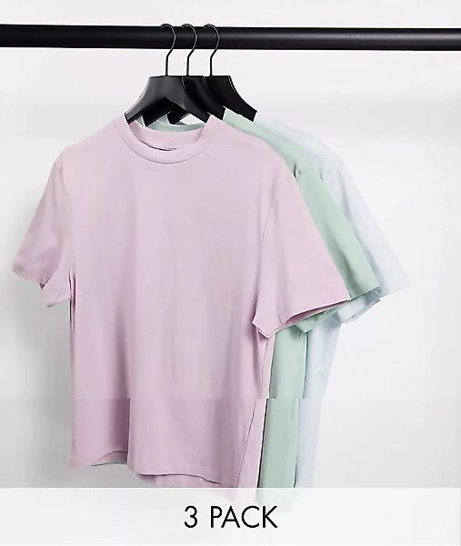 ASOS DESIGN – Mehrfarbige T-Shirts im 3er-Pack günstig online kaufen