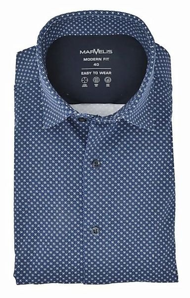 MARVELIS Businesshemd Jerseyhemd - Modern Fit - ELA - Einfarbig - Dunkelbla günstig online kaufen