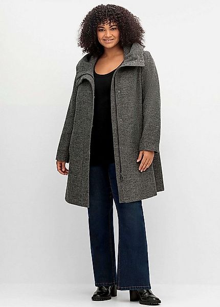 Sheego Langmantel Kurzmantel mit großer Kapuze, in A-Linie, mit Wollanteil günstig online kaufen