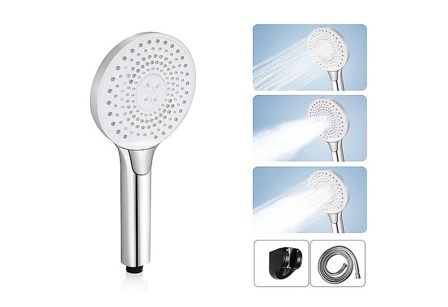 ZMH Handbrause mit 1,5M Schlauch Duschkopf Schwarz/Nickel Rund mit 3 Strahl günstig online kaufen