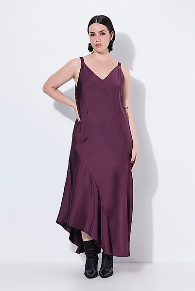 Ulla Popken Cocktailkleid Satin-Maxikleid A-Linie V-Ausschnitt ärmellos günstig online kaufen