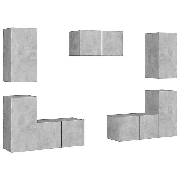 furnicato TV-Schrank 7-tlg. TV-Schrank-Set Betongrau Holzwerkstoff (1-St) günstig online kaufen