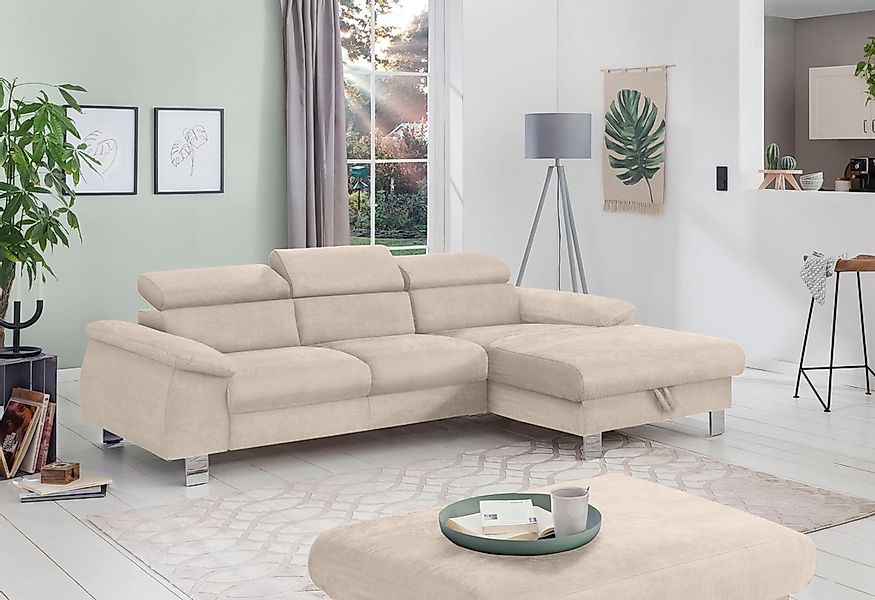 COTTA Ecksofa Komaris, Ecksofa, wahlweise mit RGB-LED-Beleuchtung und Bettf günstig online kaufen