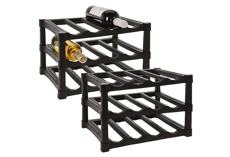 Koopman Weinregal Flaschenständer Flaschenregal Braun Kunststoff 2 er Set, günstig online kaufen