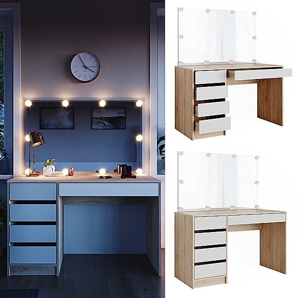 Vicco Schminktisch Sherry, Sonoma/Weiß, 120 cm günstig online kaufen