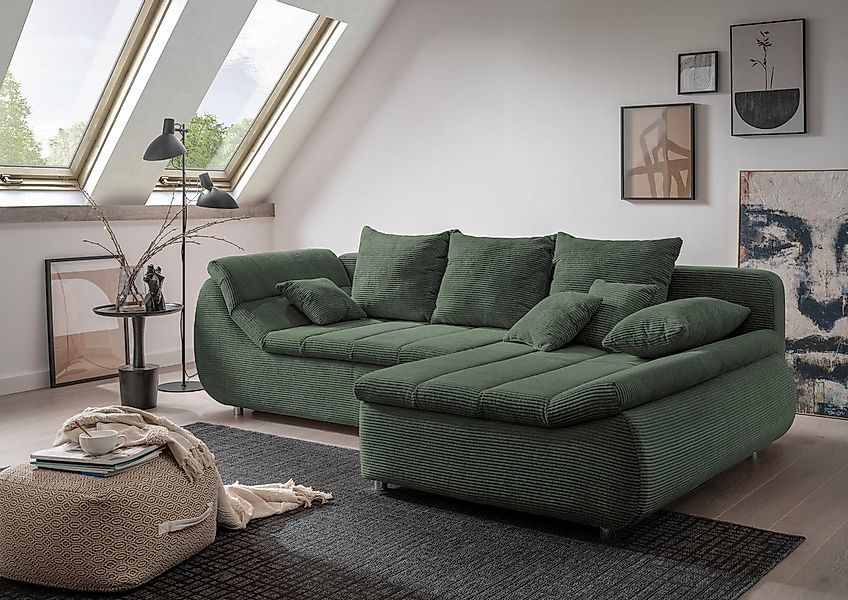 INOSIGN Ecksofa "Imola elegant und bequem, aktuelle Steppung im Sitz, L-For günstig online kaufen
