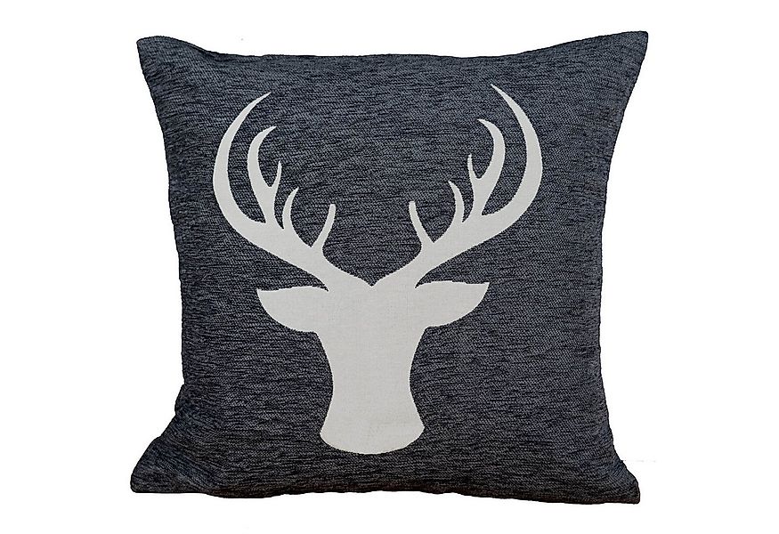 Haus und Deko Kissenbezüge Kissenbezug 45 x 45 Hirsch Geweih Kopf Dekokisse günstig online kaufen