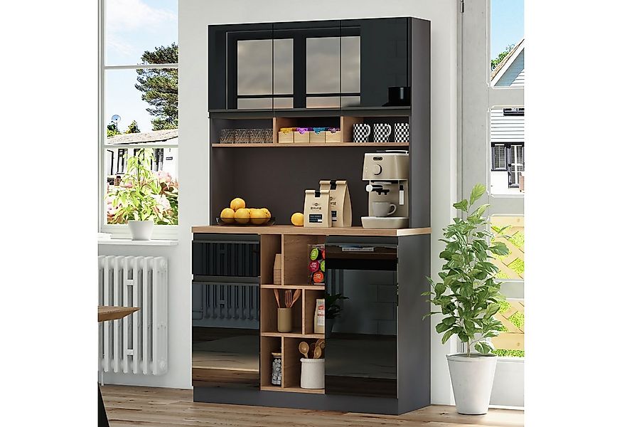 Flieks Küchenbuffet mit verstellbare Ablagen Hochschrank Hochglanz (1-St., günstig online kaufen