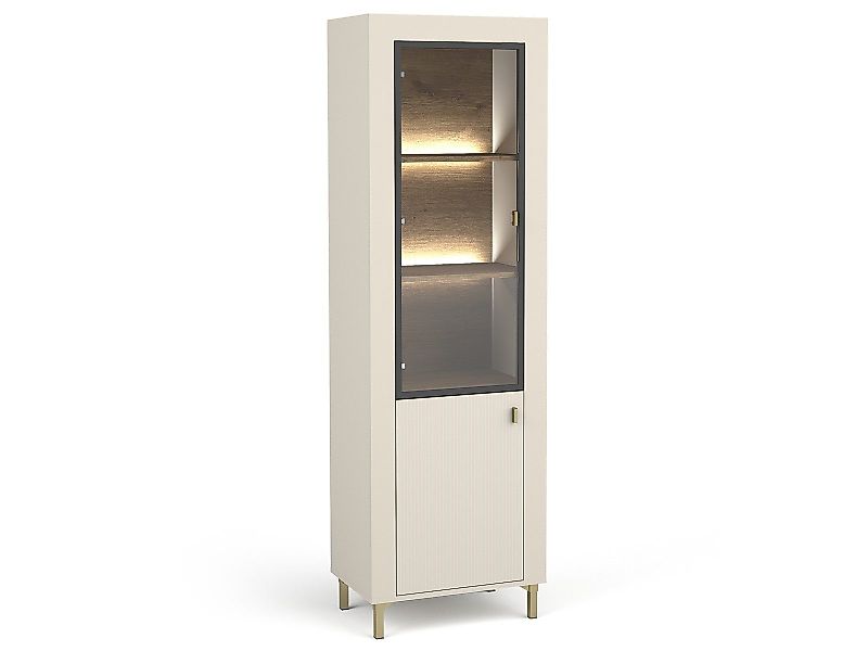 Compleo Vitrine Vitrinenschrank mit Glastüren, gerillte günstig online kaufen
