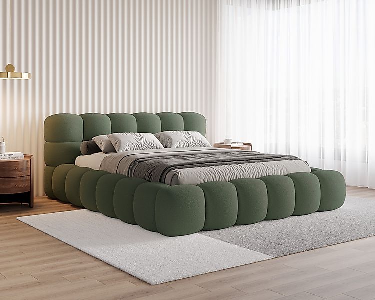 Chilly Möbel Polsterbett Stone Grün Bouclé günstig online kaufen