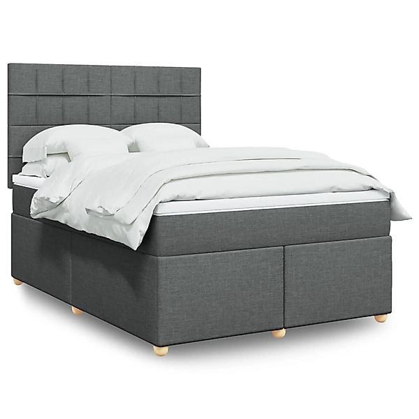 vidaXL Boxspringbett mit Matratze Dunkelgrau 140x190 cm Stoff 3293576 günstig online kaufen