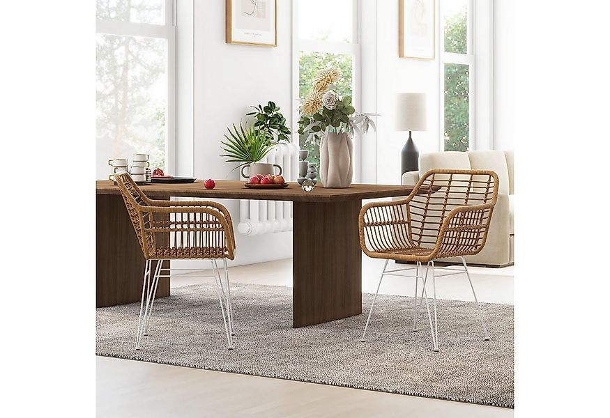 HOMCOM Esszimmerstuhl Essstuhl mit Rückenlehne, Küchenstühle mit Rattenopti günstig online kaufen