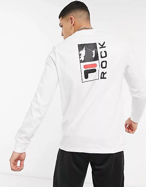 Fila – Vesuvius – Weißes Langarmshirt mit Rock-Logo hinten günstig online kaufen