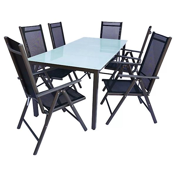 VCM Set Gartenmöbel Alu Glas Gartenset Sitzgruppe Essgruppe Tisch Stühle 19 günstig online kaufen