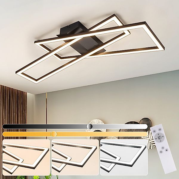 Nettlife LED Deckenleuchte Schwarz Eckig Wohnzimmer günstig online kaufen