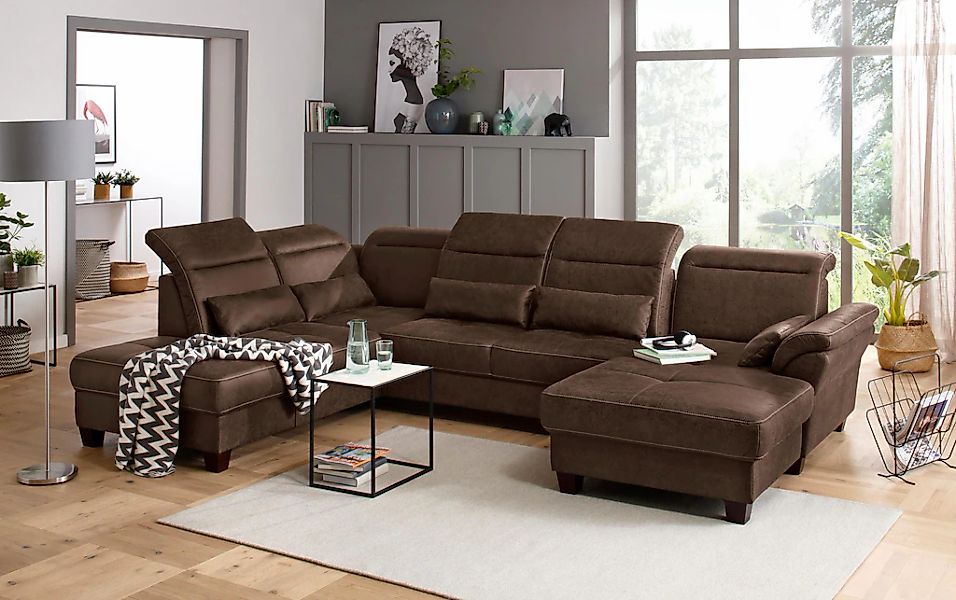 Home affaire Wohnlandschaft "Solvei U-Form" Sitztiefenverstellung und Feder günstig online kaufen