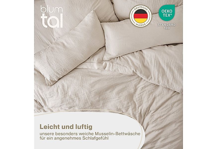 Blumtal Bettwäsche Musselin 100% Baumwolle im Set, Kopfkissenbezug & Decken günstig online kaufen