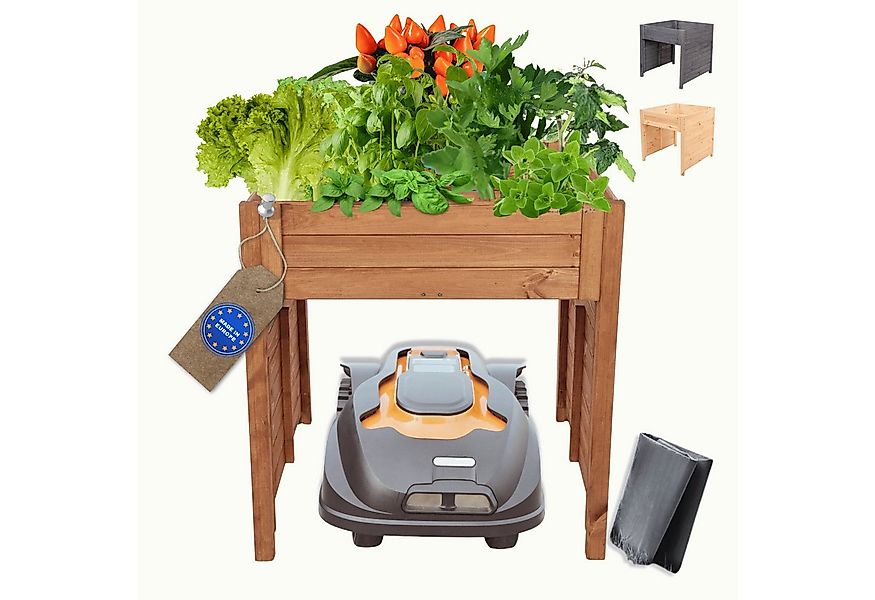 Modo24 Mähroboter-Garage XXL Rasenmäher Garage HxBxT 76x79x74 cm, FSC Holz, günstig online kaufen