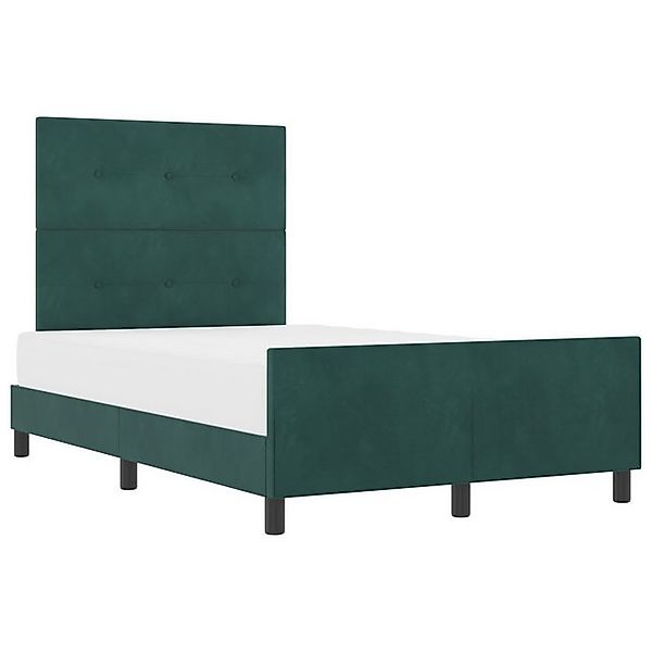 vidaXL Bett Bettgestell Dunkelgrün 120x200 cm Samt (1-tlg) günstig online kaufen