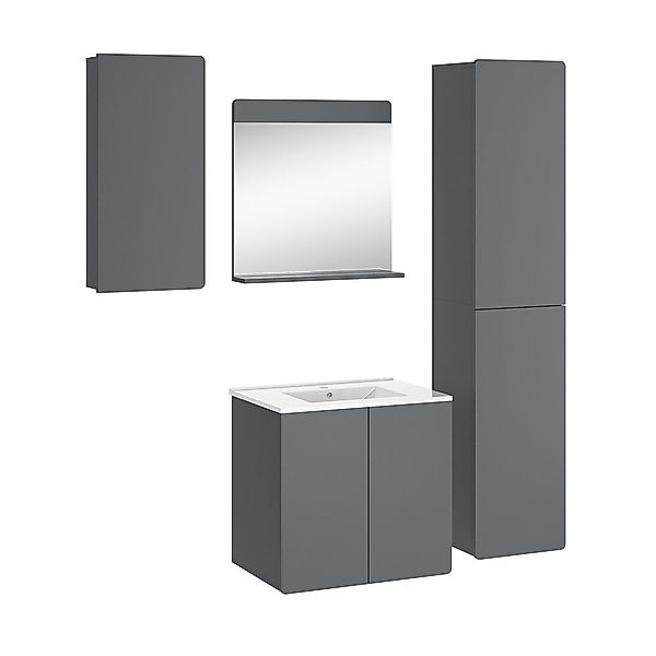 Vicco Badmöbel-Set Izan, Grau, 4 Teile, günstig online kaufen