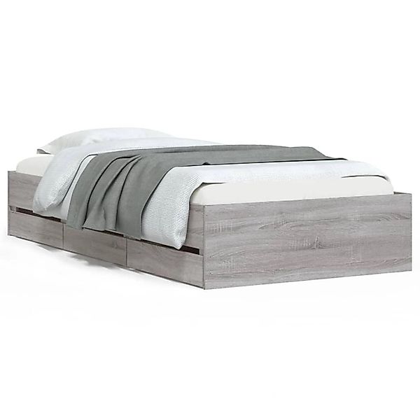 vidaXL Bettgestell, Bettrahmen mit Schubladen Grau Sonoma 90x190 cm Holzwer günstig online kaufen