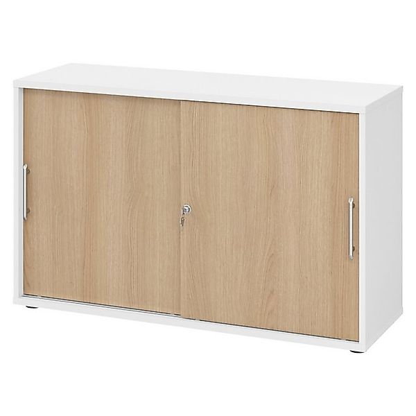 bümö Aktenschrank office Schiebetürenschrank Dekor: Weiß/Eiche - Griffe: Re günstig online kaufen