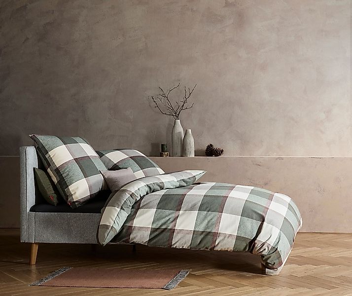 fleuresse Bettwäsche Fleuresse Lech Edelflanell Bettwäsche 135x200 Karo grü günstig online kaufen