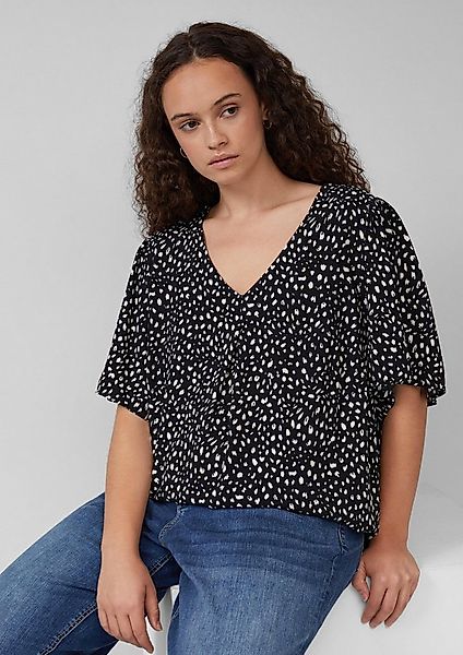 QS Kurzarmbluse Bluse Viskose Bluse mit All-over-Print günstig online kaufen