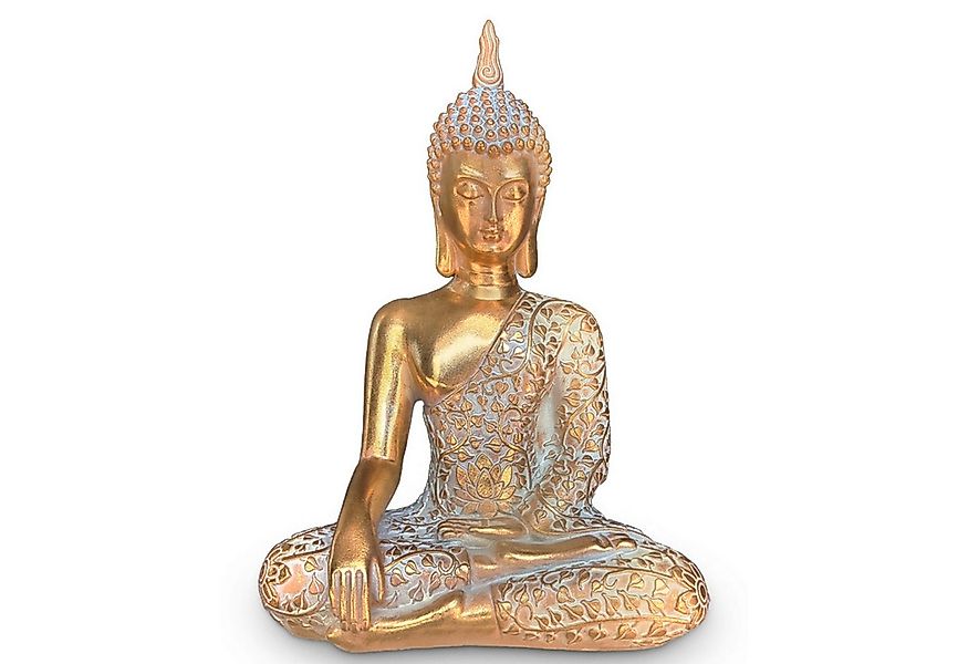 Kamelio Buddhafigur Buddha Figur sitzend 30cm Gold mit weiß Deko-Figur günstig online kaufen