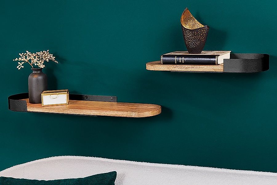 riess-ambiente Wandregal PURE NATURE 60cm schwarz / natur, Set 2-tlg., Wohn günstig online kaufen