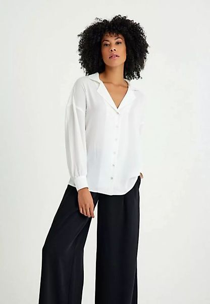 Just Like You Langarmhemd Weißes Damenhemd mit Jackenkragen und langen Ärme günstig online kaufen