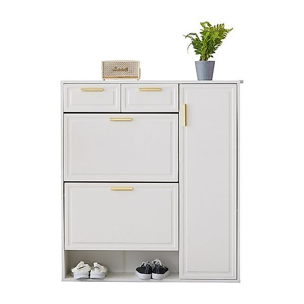 Refined Living Schuhschrank mit verstellbaren Regalen, goldenen Griffen, Ko günstig online kaufen