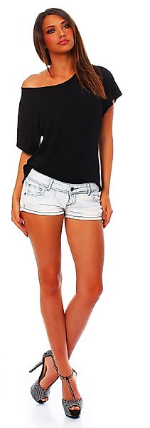 Mississhop Kurzarmshirt Damen T-Shirt Kurzarmshirt Vokuhila günstig online kaufen