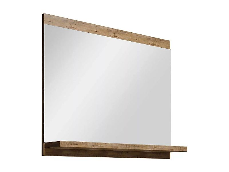 Badezimmerspiegel rechteckig mit Ablage - Holzfarben dunkel - 60 x 50 cm - günstig online kaufen