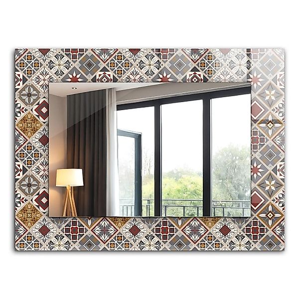Tulup Bedruckter Spiegel Bunte Fliesenmuster 80x60 cm Rechteckig Spiegel Be günstig online kaufen