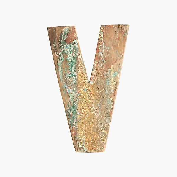 Deko Holzbuchstaben Vintage aus recyceltem Bootsholz - Unikat "V" günstig online kaufen