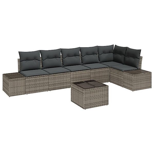 vidaXL Loungesofa 6-teilige Garten Sofaset mit Kissen Schwarz Poly Rattan, günstig online kaufen