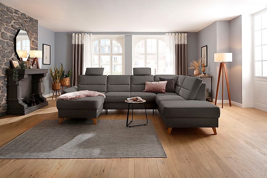 Home affaire Wohnlandschaft "Westerland U-Form" Federkern, wahlweise Bettfu günstig online kaufen