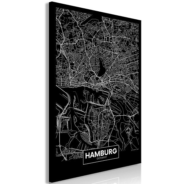 Wandbild - Dark Map of Hamburg (1 Part) Vertical günstig online kaufen