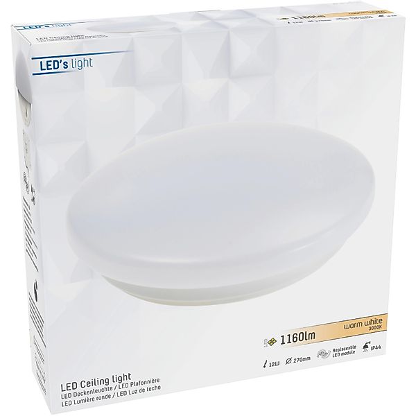 Deckenleuchte 12 W 1160,m 3000 K IP44 Ø 27 cm günstig online kaufen