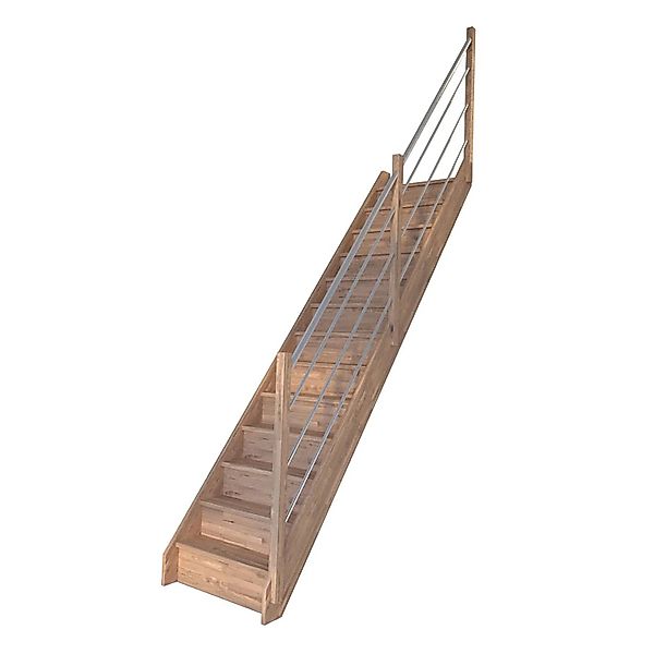 StarWood Treppe Rhodos Eiche Gerade Holz-Edelstahl-Geländer R FSC® günstig online kaufen