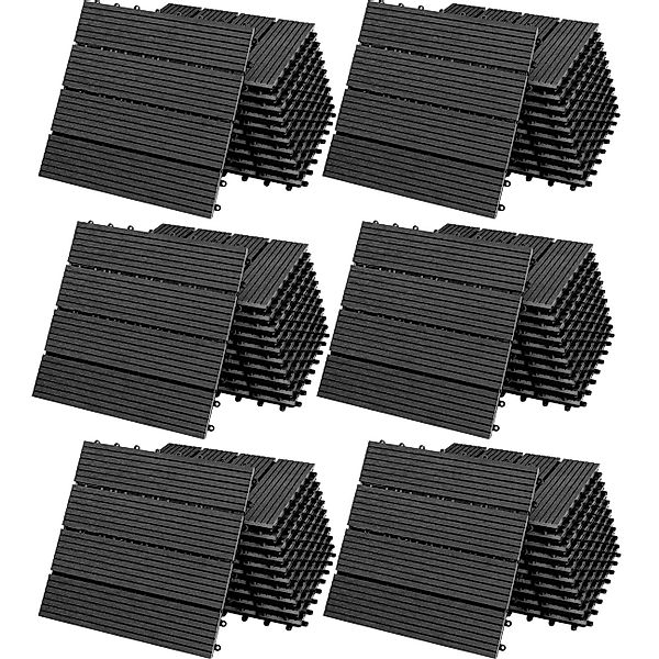 Casaria Holzfliesen 66x Klassik Anthrazit, Terrassenfliesen günstig online kaufen