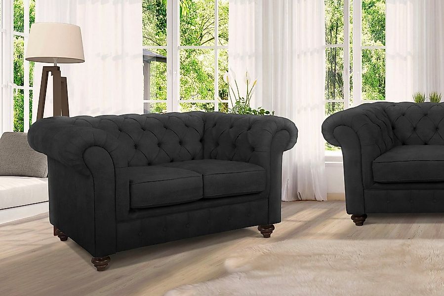 Home affaire Chesterfield-Sofa Duc 2-Sitzer, hochwertige Knopfheftung im Rü günstig online kaufen